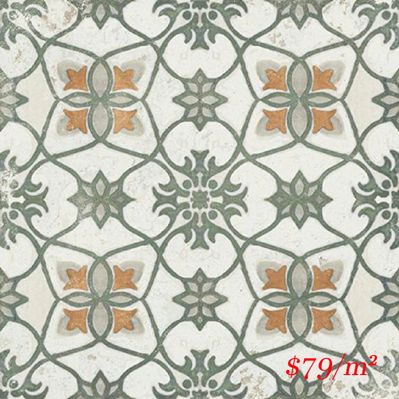 MARI0039 VINTAGE DECOR 19 GREEN 200X200MM VINDEC19 MADE IN ITALY