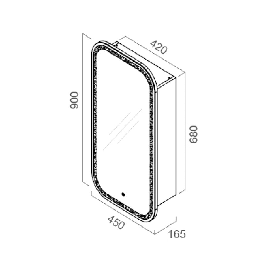 MIRO PIAZA90 PIAZA LED Mirror Shaving Cabinet in Matte White 450x120x900mm