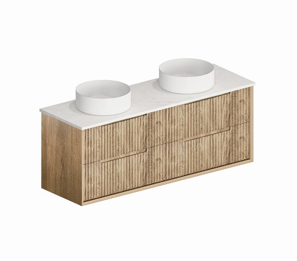 MORNINGTON 1500mm Natural Oak Wall Hung Fluted Vanity M-WH1500-OAK Single / Double Bowls