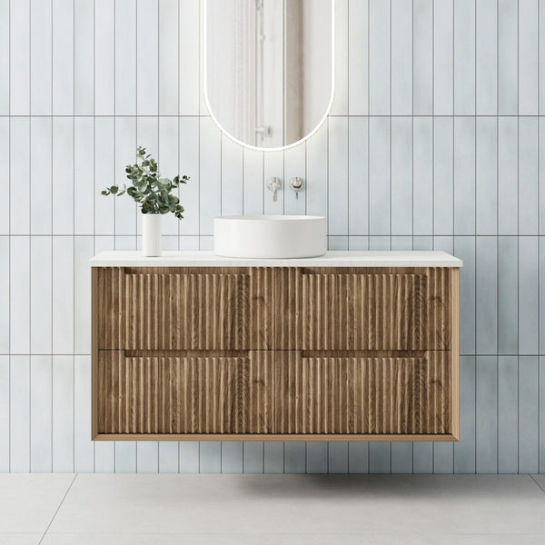 MORNINGTON 1200mm Natural Oak Wall Hung Fluted Vanity M-WH1200-OAK
