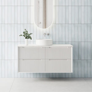 MORNINGTON 1200mm Matte White Wall Hung Fluted Vanity M-WH1200-MW