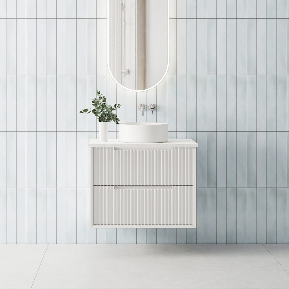 MORNINGTON 750mm Matte White Wall Hung Fluted Vanity M-WH750-MW