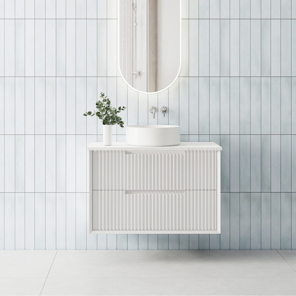 MORNINGTON 900mm Matte White Wall Hung Fluted Vanity M-WH900-MW