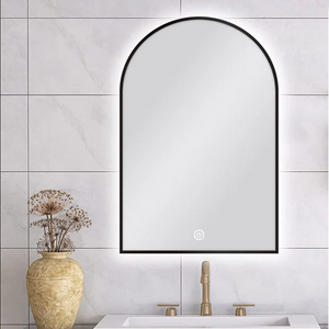 MS-AR6090B-B 600 X 900 MM ARCHED SHAPE BLACK FRAMED CARYSIL LED MIRROR
