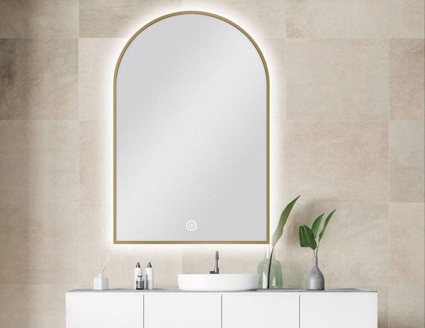 TSI Vanities MS-AR6090B-G 600 X 900 MM ARCHED SHAPE GOLD FRAMED CARYSIL LED MIRROR