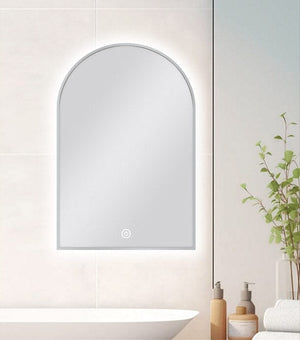 TSI Vanities MS-AR6090B-N 600 X 900 MM ARCHED SHAPE BRUSHED NICKEL FRAMED CARYSIL LED MIRROR