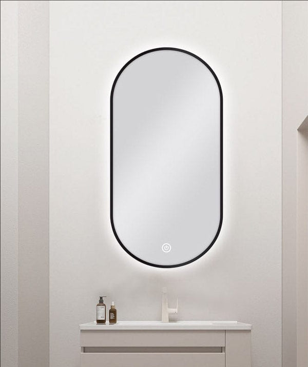 TSI Vanities MS-RW4590B-B 450 X 900MM PILL SHAPE BLACK FRAMED CARYSIL LED MIRROR