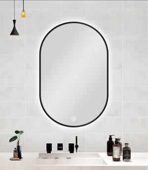 TSI Vanities MS-RW6090B-B 600 X 900MM OVAL SHAPE BLACK FRAMED CARYSIL LED MIRROR
