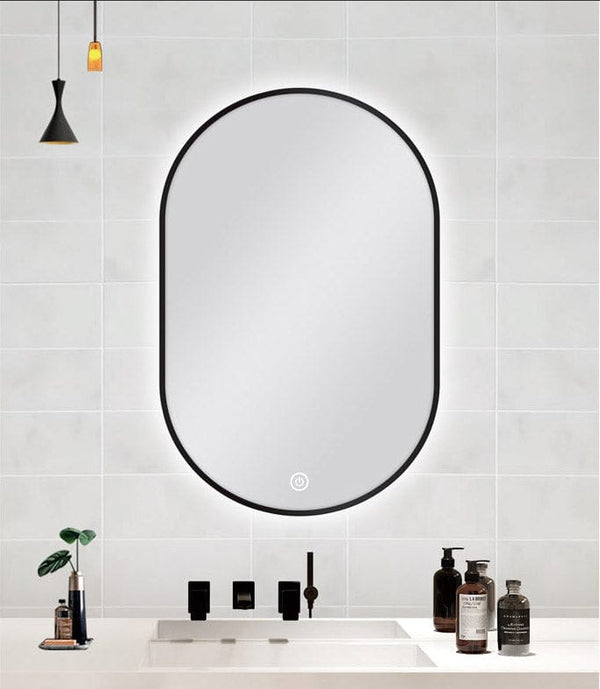 TSI Vanities MS-RW6090B-B 600 X 900MM OVAL SHAPE BLACK FRAMED CARYSIL LED MIRROR