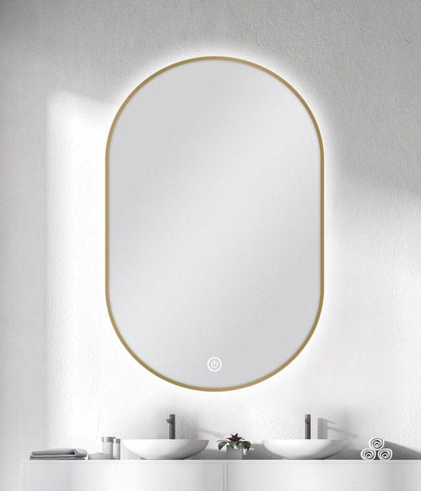 TSI Vanities MS-RW6090B-G 600 X 900MM OVAL SHAPE GOLD FRAMED CARYSIL LED MIRROR