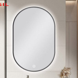 TSI Vanities MS-RW6090B-GU 600 X 900MM OVAL SHAPE GUN METAL FRAMED CARYSIL LED MIRROR