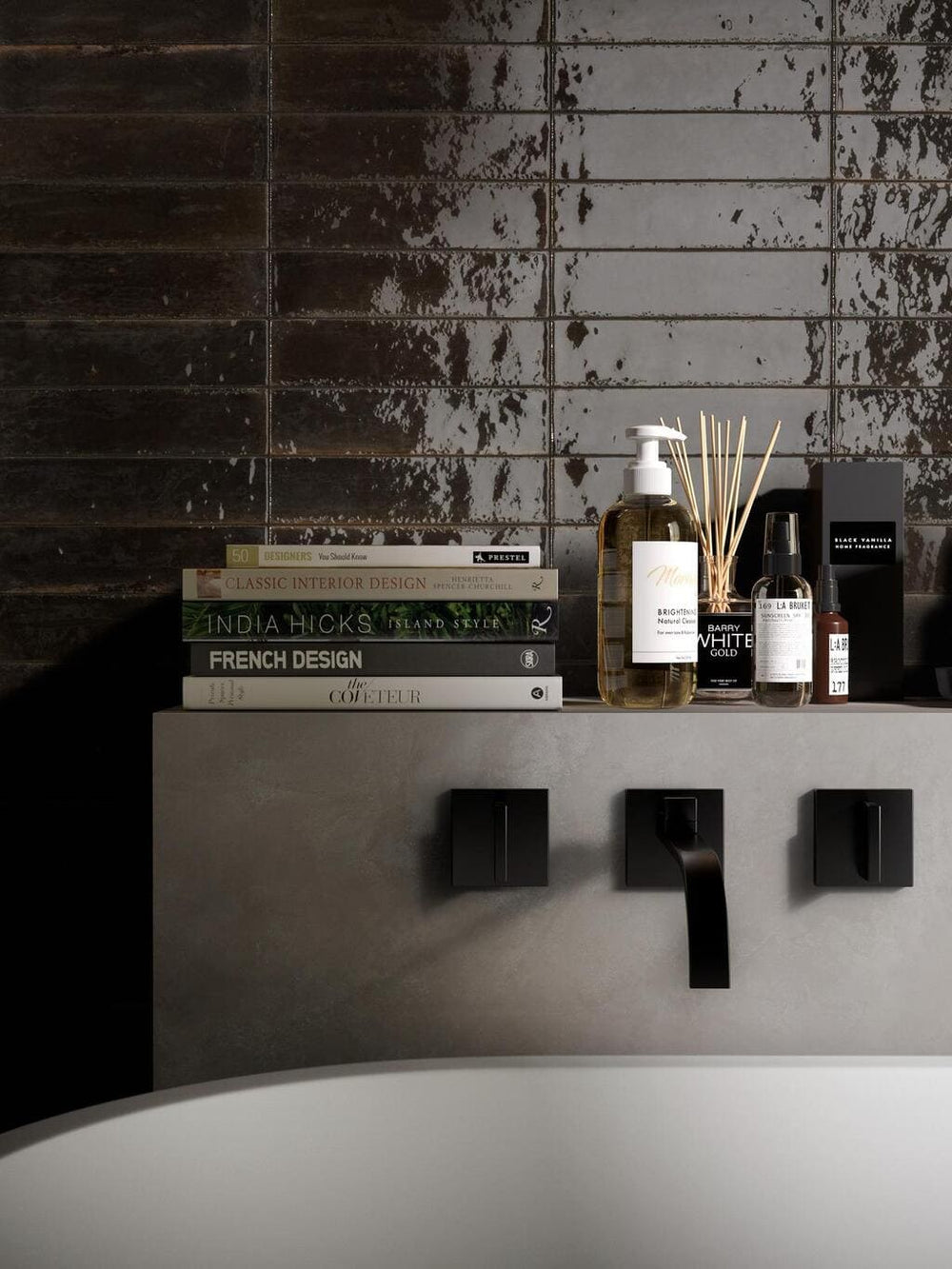 Marazzi Modernista Lume Black Lux Gloss Subway Tile 60x240mm