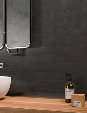 STI Tile Marlow Charcoal Gloss Subway Tile 75x300mm