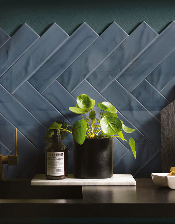 Marlow Victoria Blue Gloss Subway Tile 75x300mm