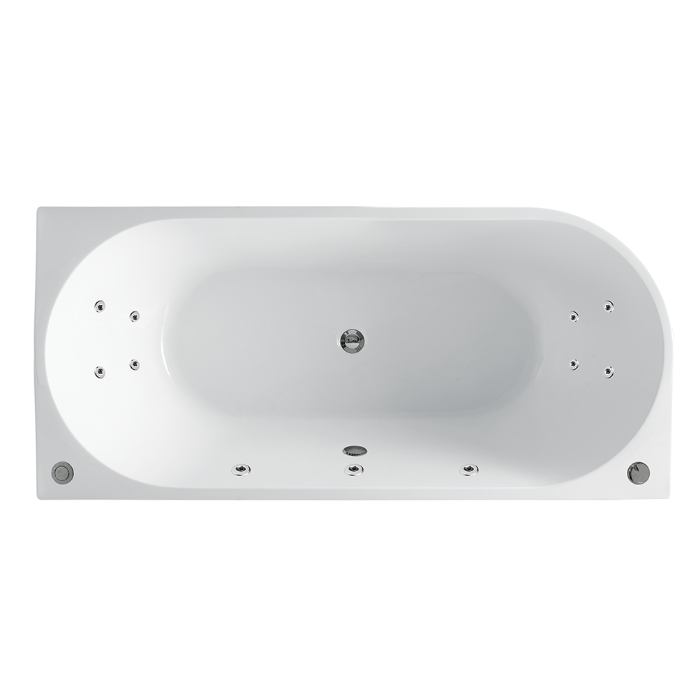 BTG1700R-H-SPA Genova Fluted Right Corner Hydrotherapy Spa Bathtub 1700x800x580mm