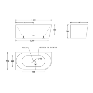 Noveen Bathtubs MILAN Spa Left Corner Bathtub 1500mm (Long) x 750mm (Wide) x 600mm (Height)