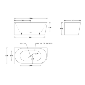 Noveen Bathtubs MILAN Spa Right Corner Bathtub 1700mm (Long) x 780mm (Wide) x 600mm (Height)