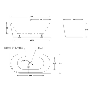 Noveen Bathtubs MILAN Spa Right Corner Bathtub 1500mm (Long) x 750mm (Wide) x 600mm (Height)