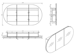 MIRO MILAN150 MILAN Mirror Shaving Cabinet 1500x800x165mm
