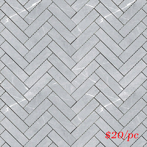 BRALIGGREHER BRACCA LIGHT GREY MATT HERRINGBONE 20X100MM (287X281MM)