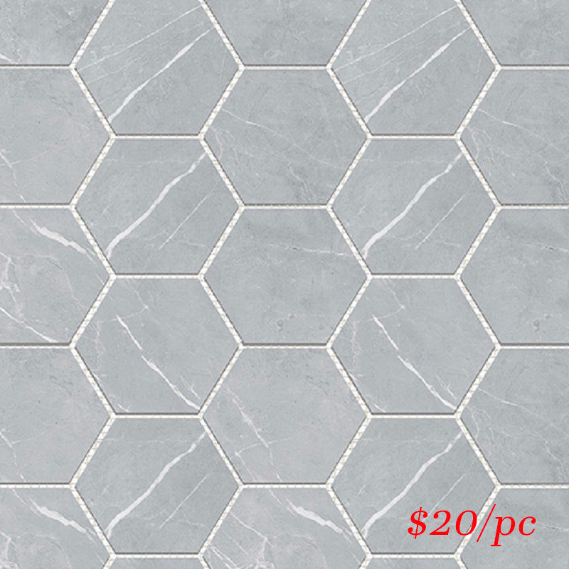 BRALIGGREHEX BRACCA LIGHT GREY HEXAGON 100X100MM (292X252MM)