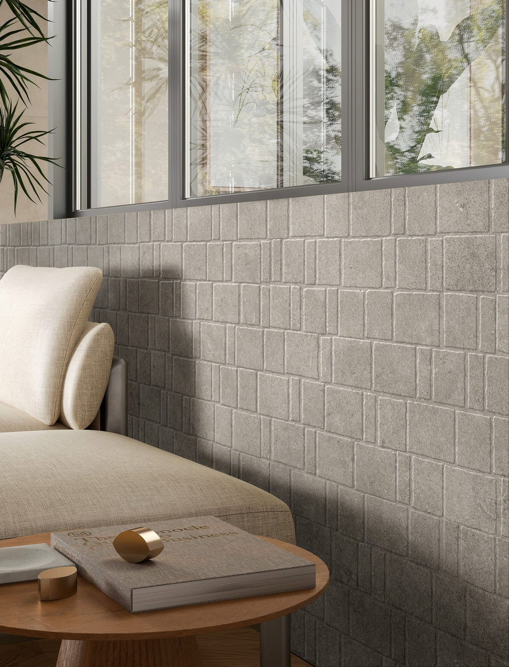 Misto Stone Grey Matt Tumbled Mosaic Tile 296x396