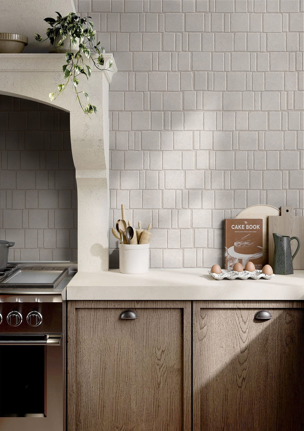 Misto Stone White Matt Tumbled Mosaic Tile 296x396