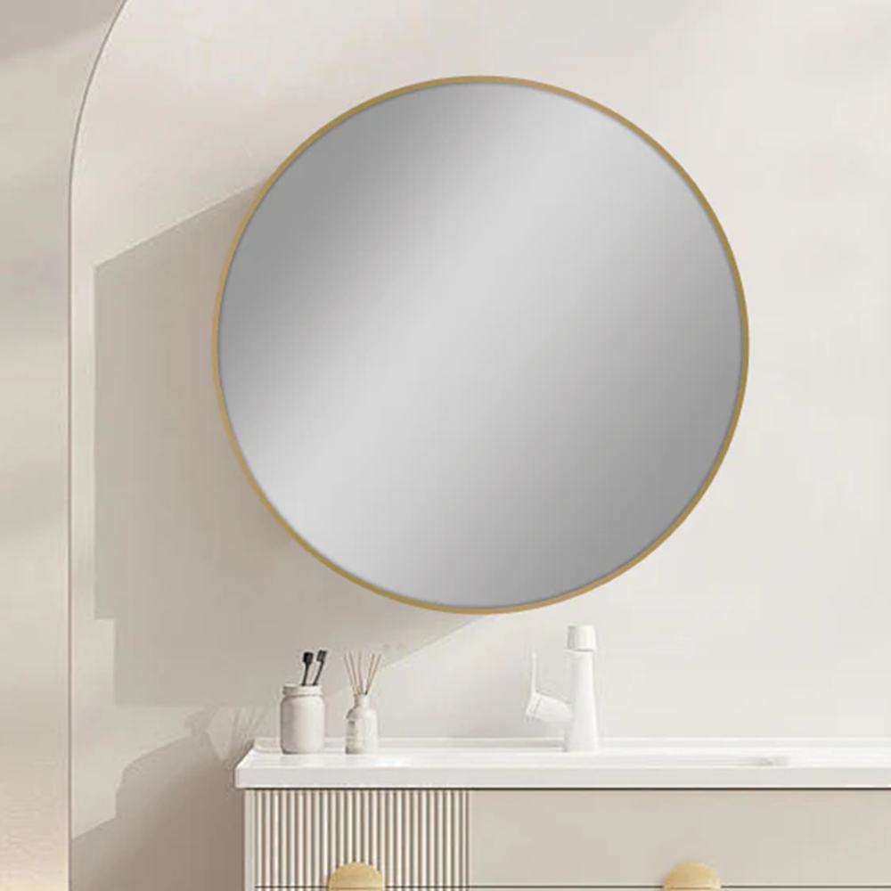 NM-R60-G GOLD FRAMED ROUND CARYSIL MIRRORS 600MM
