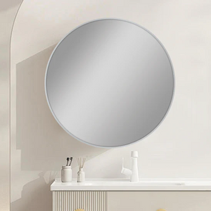 NM-R80-N BRUSHED NICKEL FRAMED ROUND CARYSIL MIRRORS 800MM