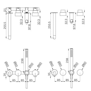 Nero Showers KARA PROGRESSIVE SHOWER SYSTEM SEPARATE PLATE WITH SPOUT 230/250MM BRUSHED BRONZE
