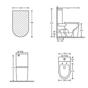 Noveen Toilets T2149A — OSLO Rimless Toilet Suite