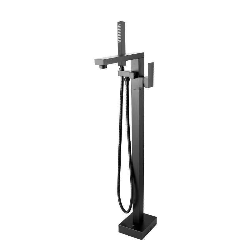 Square Black Freestanding Bath Mixer With Handheld Shower OX0117.BS