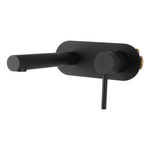 LUCID PIN Series Round Matte Black Wall Mixer With Spout OX0143-2.BM