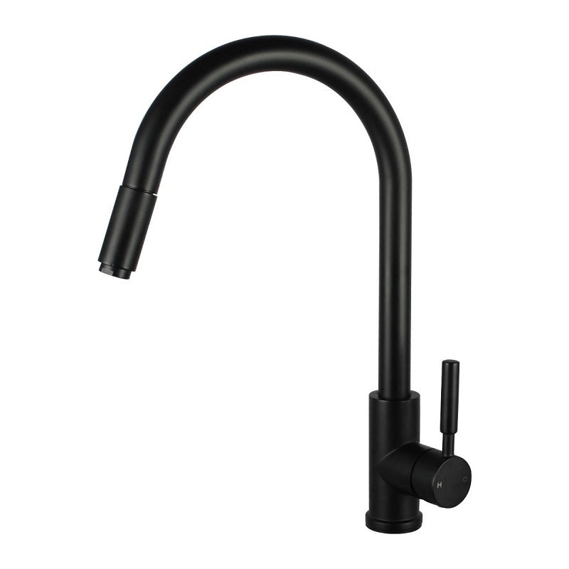 Round Black Pull Out Kitchen Sink Mixer Tap OX1016KM