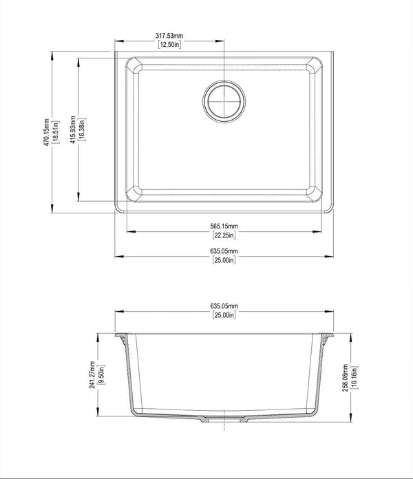 TSI Sinks WH6347.KS WHITE GRANITE QUARTZ STONE UNDERMOUNT KITCHEN SINK SINGLE BOWL 635*470*241MM