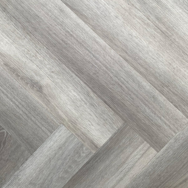 Obsidian 9mm Herringbone Hybrid Floor 625 x 125 x 9.0mm - Estate Grey Oak