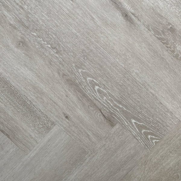 Obsidian 9mm Herringbone Hybrid Floor 625 x 125 x 9.0mm - Grey Leaf