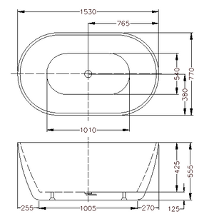 Olivia OVBT1500-OF Free Standing Bathtub With Overflow 1530*770*555mm