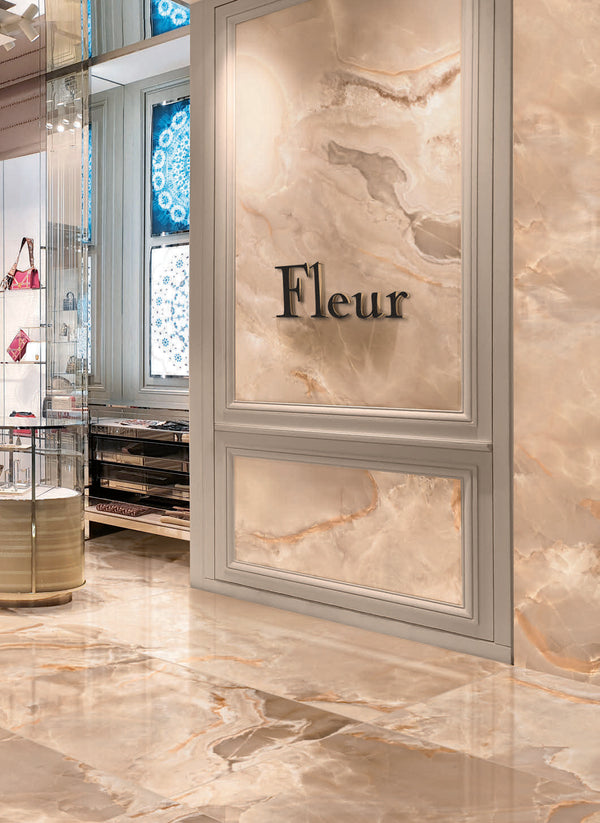 EV Tile Onice Reale Amber (Ambra) Polished Stone Look Tile 1200x600