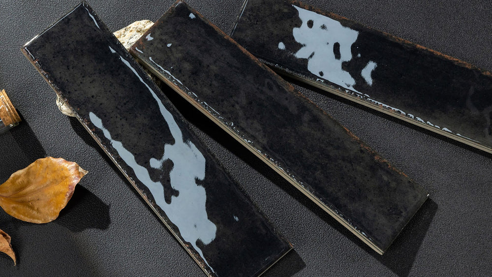 OTWAY SUBWAY TILES - BLACK 60X240mm GLOSS