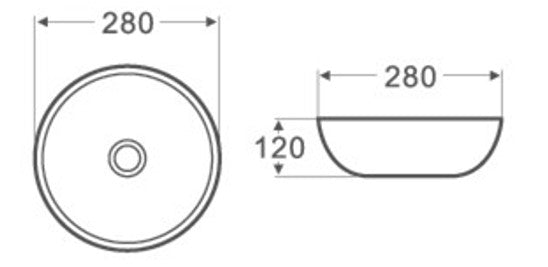 PA2828 Above Counter Basin 280*280*120mm Gloss White
