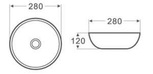PA2828 Above Counter Basin 280*280*120mm Gloss White
