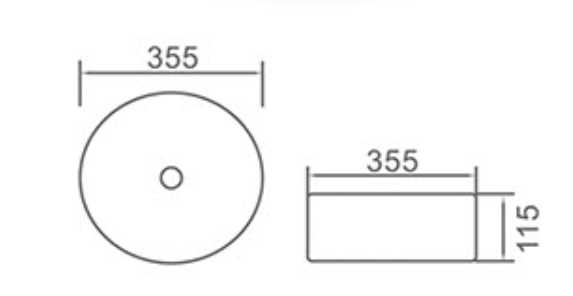 PA3636SW Above Counter Gloss White Basin 346*346*114mm Silky Silver outside