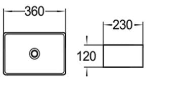 PA3623 Above Counter Basin 360*230*120mm Gloss White
