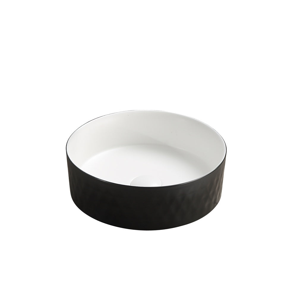PA3636BW Above Counter Matt White Basin 360*360*120mm Matt Black outside