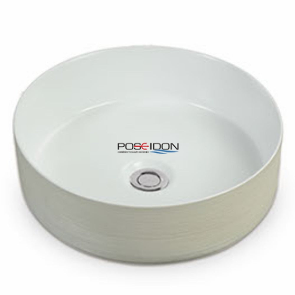 PA3636W Above Counter Gloss White Basin 346*346*114mm Silky creamy outside