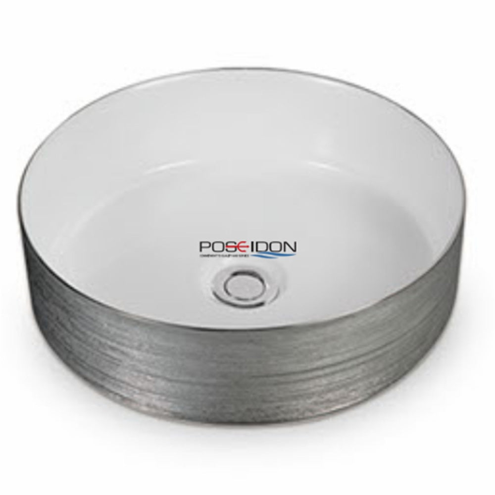 PA3636SW Above Counter Gloss White Basin 346*346*114mm Silky Silver outside