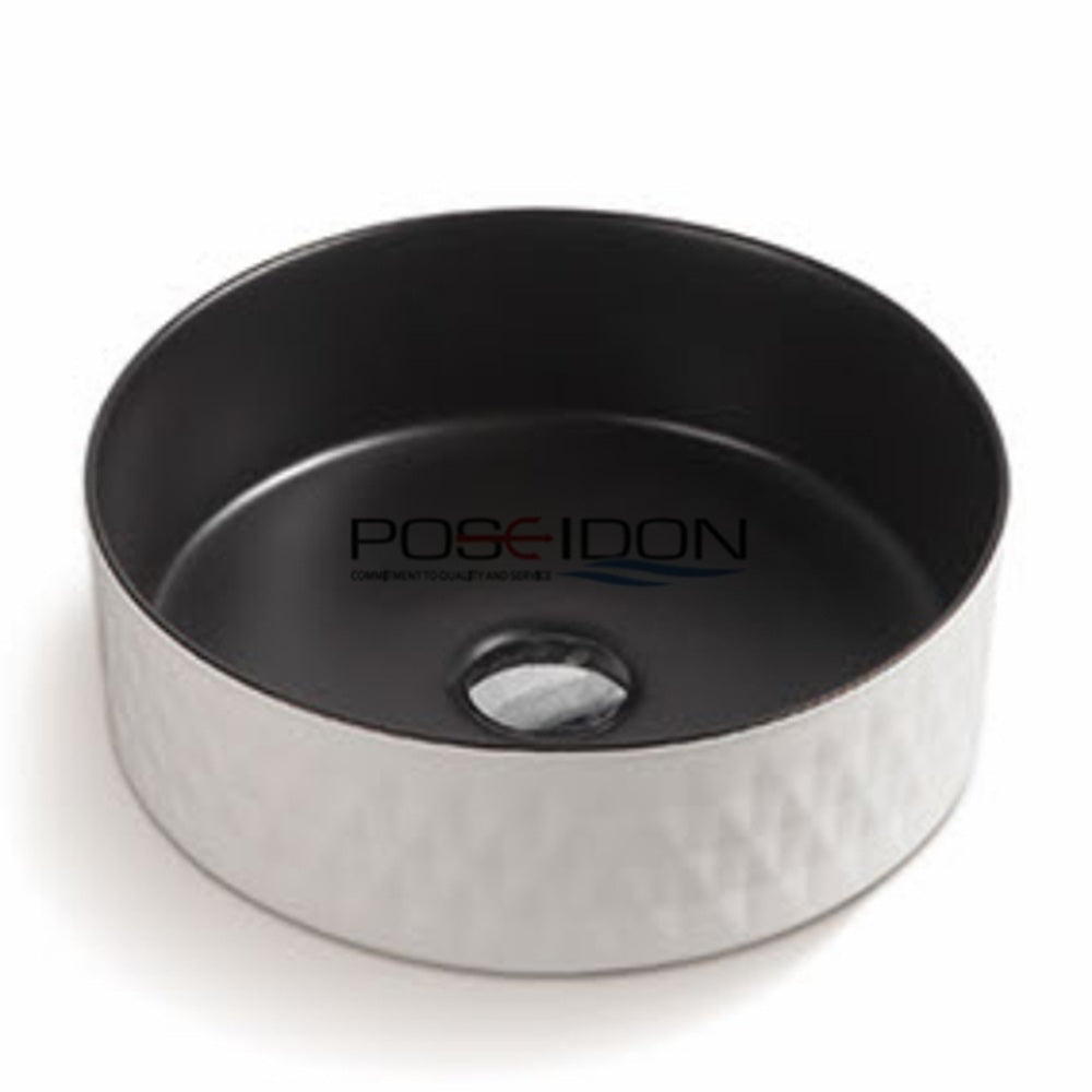 PA3636WB Above Counter Matt Black Basin 360*360*120mm Matt White outside