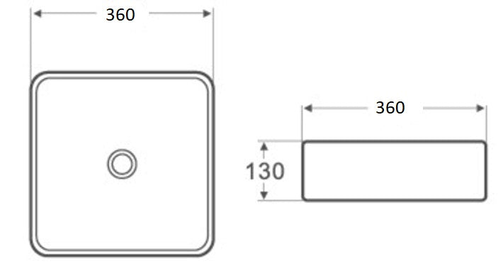 PA3636 Above Counter Basin 360*360*130mm Gloss White