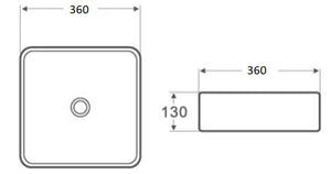 PA3636 Above Counter Basin 360*360*130mm Gloss White